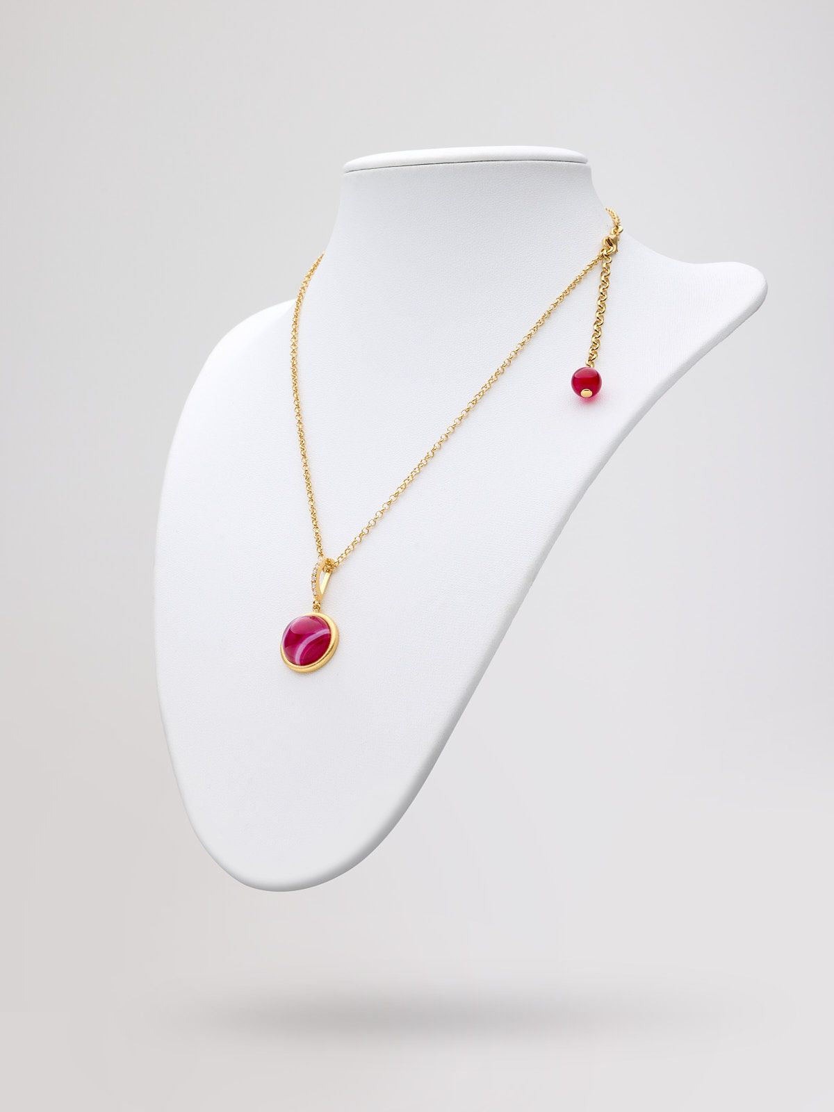 collana Agata Fucsia Striata A Bottone