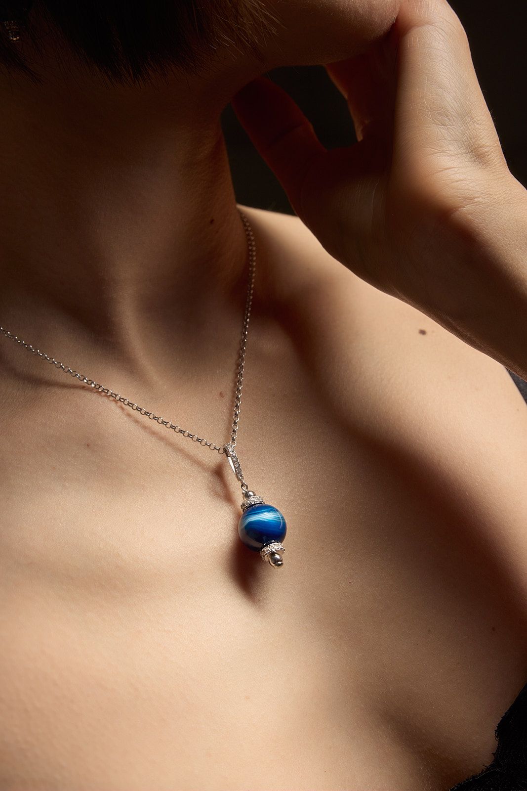 Collana Agata Blu Intenso Striata